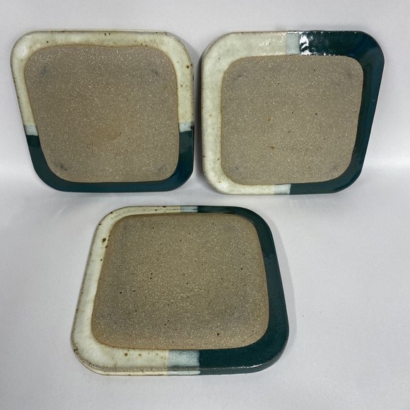 Studio Art Pottery Set Of 3 Glazed Earthy Boho Small Plates Signed Hutten - Picture 7 of 8